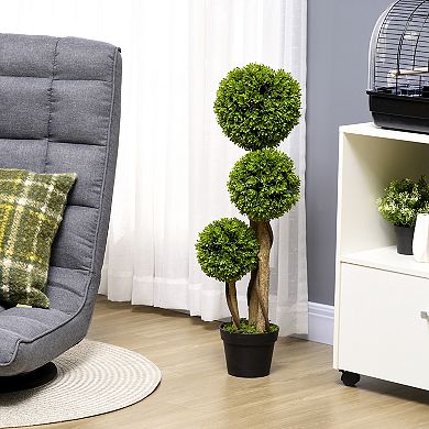 HOMCOM 35.5inch Indoor & Outdoor Fake Plant Artificial Tree in Pot