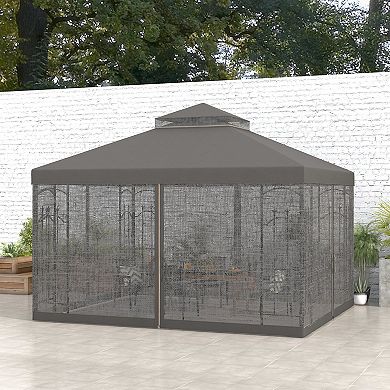 Outsunny Decorative Outdoor Gazebo with Corner Shelves