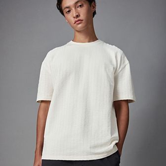 Men's NEXT Ecru Seersucker T-Shirt