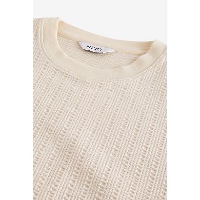 Men's NEXT Ecru Seersucker T-Shirt