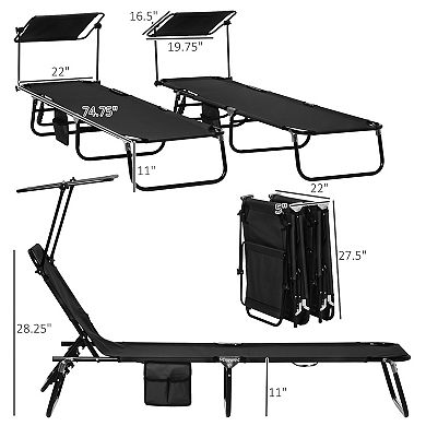 Outsunny 2-piece Chaise Lounge w/ Adjustable Backrest and Sunshade