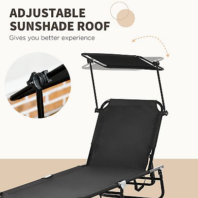 Outsunny 2-piece Chaise Lounge w/ Adjustable Backrest and Sunshade