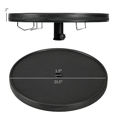 Outsunny 23.5" Umbrella Table Tray With Wine Glass Holder And Towel Rack