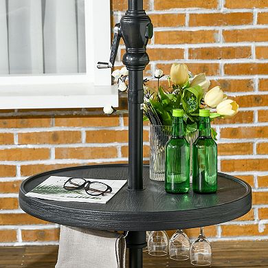 Outsunny 23.5" Umbrella Table Tray With Wine Glass Holder And Towel Rack