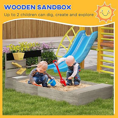 Wooden Sandbox With Liner, Kitchen Design, Sink For 3-7 Years Old