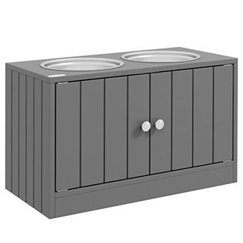 PawHut Magnetic-Door Dog Food Storage Cabinet & Dog Feeding Station