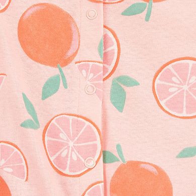 Baby Girl Carter's Orange Print Snap-Up Cotton Romper