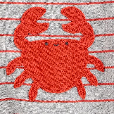 Baby Boy Carter's Crab Striped Cotton Blend Short Sleeve Romper