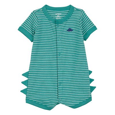 Baby Boy Carter's Dinosaur Striped Cotton Short-Sleeve Romper