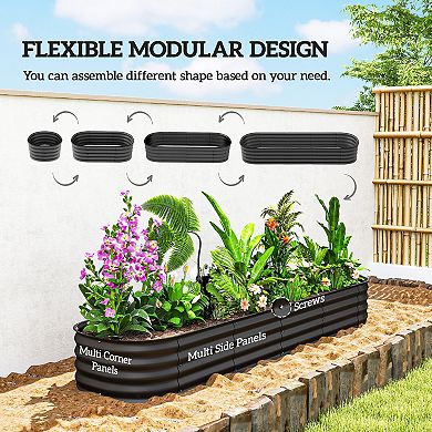 Outsunny Galvanized Raised Garden Bed Planter Box, 7.9ft x 2' x 1'