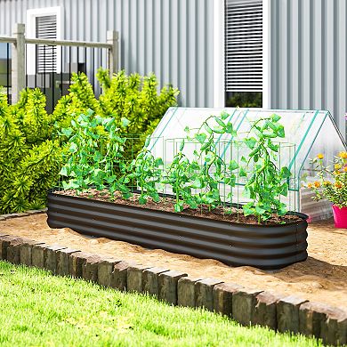 Outsunny Galvanized Raised Garden Bed Planter Box, 7.9ft x 2' x 1'