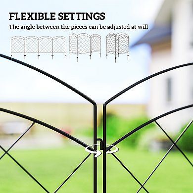 Outsunny 11.4ft Garden Fence Steel Border Flower Edging, Pack of 4