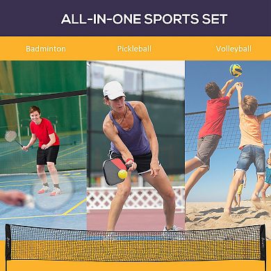 Soozier 17ft Badminton Set, Pickleball, Volleyball, Badminton Net