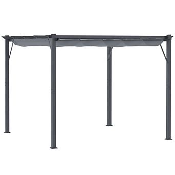 Outsunny 10ft x 10' Pergola with Retractable Shade Canopy, Aluminum
