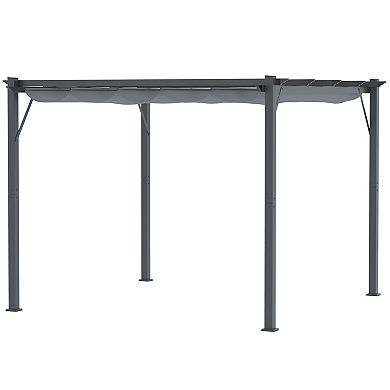 10' X 10' Outdoor Patio Pergola, Retractable Canopy, Backyard Shade, Gray
