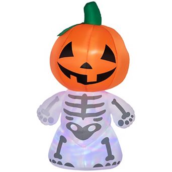 HOMCOM 6ft Inflatable Halloween Pumpkin Yard Decoration with Colorful Light