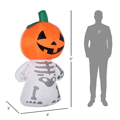 Inflatable Halloween Pumpkin Man With Smile Blow-up Outdoor Display W/ Leds