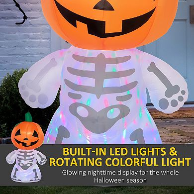 Inflatable Halloween Pumpkin Man With Smile Blow-up Outdoor Display W/ Leds
