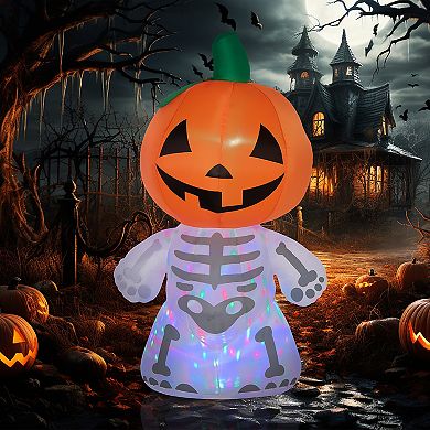 Inflatable Halloween Pumpkin Man With Smile Blow-up Outdoor Display W/ Leds