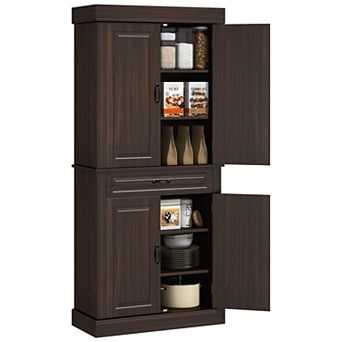 HOMCOM 71inch Kitchen Pantry Storage Cabinet with 4 Doors, Drawer
