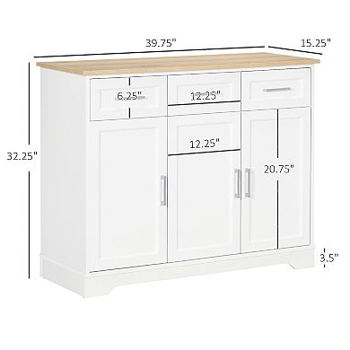 Homcom Kitchen Sideboard Buffet Cabinet With Storage, Kitchen Island