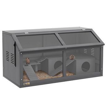 Pawhut Wooden Hamster Cage W/ Openable Top