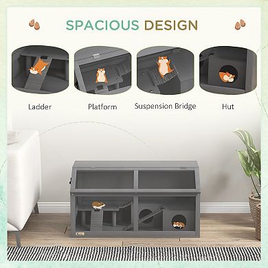 Pawhut Wooden Hamster Cage W/ Openable Top