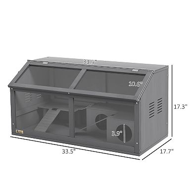 Pawhut Wooden Hamster Cage W/ Openable Top