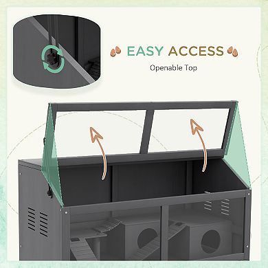 Pawhut Wooden Hamster Cage W/ Openable Top