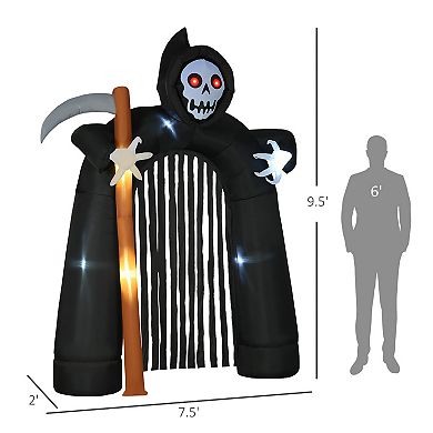 Homcom Giant 9.5ft Large Halloween Inflatables Archway With Grim Reaper