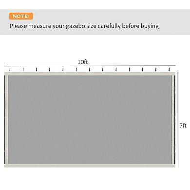 Outsunny 10' x 10' Gazebo Replacement Mesh Netting Screen Walls Black Solid