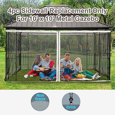 Outsunny 10' x 10' Gazebo Replacement Mesh Netting Screen Walls Black Solid