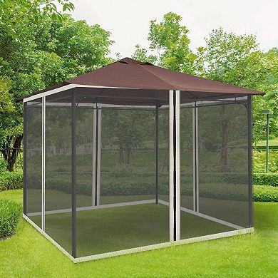 Outsunny 10' x 10' Gazebo Replacement Mesh Netting Screen Walls Black Solid