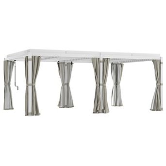 Outsunny 12'x19' Aluminum Pergola With Adjustable Louvered Roof, White