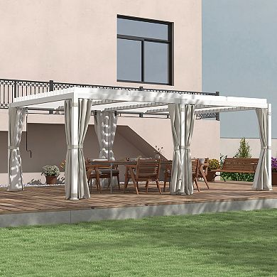 Outsunny 12'x19' Aluminum Pergola With Adjustable Louvered Roof, White