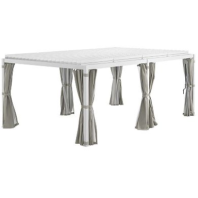 Outsunny 12'x19' Aluminum Pergola With Adjustable Louvered Roof, White