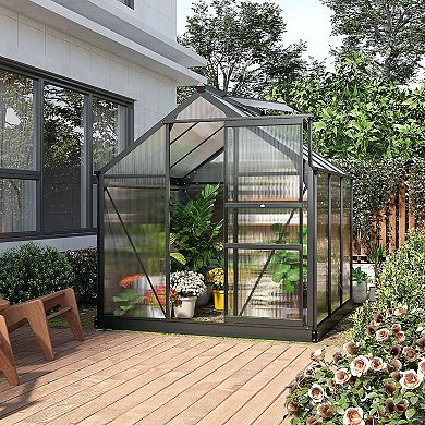 Outsunny 6ft x 6' x 6.5' Large Polycarbonate Walk-in Greenhouse