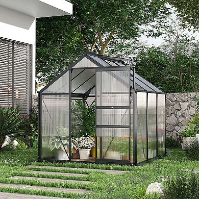 Outsunny 6ft x 6' x 6.5' Large Polycarbonate Walk-in Greenhouse