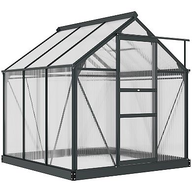 Outsunny 6ft x 6' x 6.5' Large Polycarbonate Walk-in Greenhouse