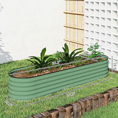 Outsunny Galvanized Raised Garden Bed Planter Box, 7.9ft x 2' x 1.4'