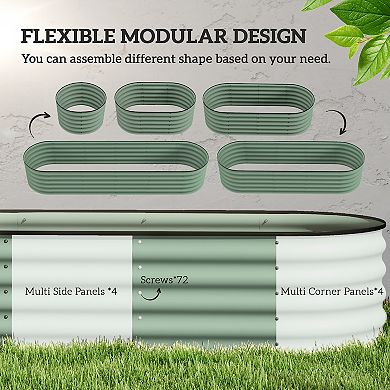 Outsunny Galvanized Raised Garden Bed Planter Box, 7.9ft x 2' x 1.4'