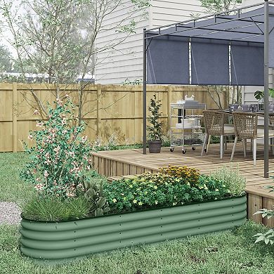 Outsunny Galvanized Raised Garden Bed Planter Box, 7.9ft x 2' x 1.4'