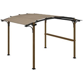 Outsunny 12ft x 10' Outdoor Pergola Canopy with Bar Counter, Aluminum Frame