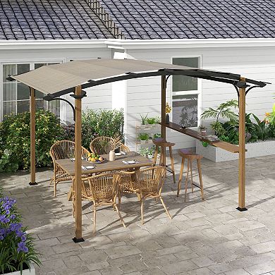 Outsunny 12' x 10' Outdoor Pergola Canopy with Bar Counter, Aluminum Frame