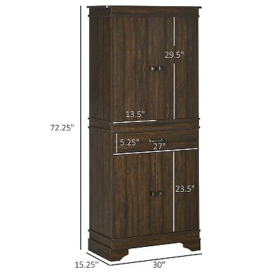Homcom 72" 4-door Kitchen Pantry With Drawer And 3 Shelves