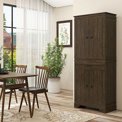 Homcom 72" 4-door Kitchen Pantry With Drawer And 3 Shelves
