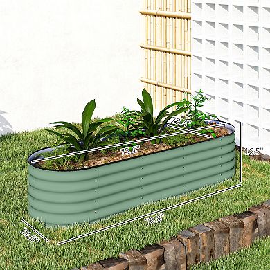 Outsunny Galvanized Raised Garden Bed Planter Box, 6.4ft x 2' x 1.4'