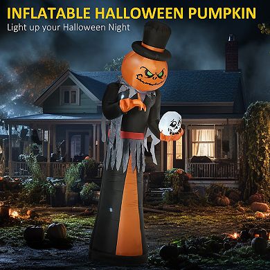 Homcom Giant 12ft Halloween Inflatables Pumpkin Reaper For Yard Garden