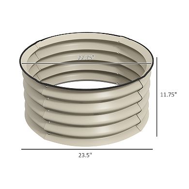 Outsunny Raised Garden Bed, Set Of 2 Galvanized Planter Box, Cream