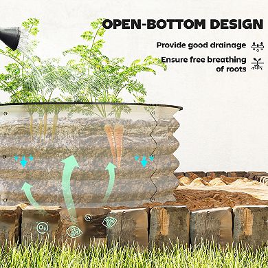 Outsunny Raised Garden Beds, Set of 2 Galvanized Planter Boxes, Cream